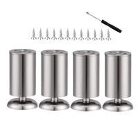 GONMPJZR Mueble for baño y Cocina - 4 Patas metálicas Negras/Blancas de Repuesto for Escritorio con Tornillos y Tapas Protectoras(Stainlesssteel,25cm/9.8in)