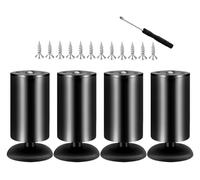 GONMPJZR Mueble for baño y Cocina - 4 Patas metálicas Negras/Blancas de Repuesto for Escritorio con Tornillos y Tapas Protectoras(Black,25cm/9.8in)