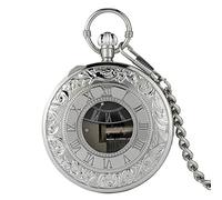 GONMPJZR Reloj Vintage, Reloj de Bolsillo con Movimiento Musical, manivela de Cuarzo, Reloj con música, Reloj Colgante con Cadena, Regalos de Feliz Año Nuevo(Silver)