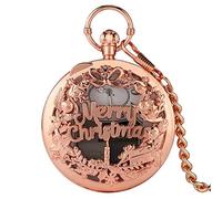 GONMPJZR Reloj Vintage, Reloj de Bolsillo con Movimiento Musical, manivela de Cuarzo, Reloj con música, Reloj Colgante con Cadena, Regalos de Feliz Año Nuevo(Rose Gold)