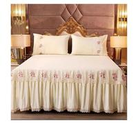 Gonna per Letto Matrimoniale Colcha Estilo Falda de 45cm, Colcha Encaje con Volantes, Bordado Exquisito, Cama, Funda Antideslizante, 1,5/1,8/2 M(Colour 01,180x200cm 3pcs)