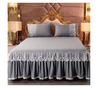 Gonna per Letto Matrimoniale Colcha Estilo Falda de 45cm, Colcha Encaje con Volantes, Bordado Exquisito, Cama, Funda Antideslizante, 1,5/1,8/2 M(Colour 03,180x200cm Bed Skirt)