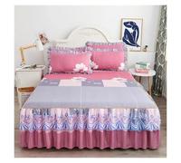 Gonna per Letto Matrimoniale Juego de Cama Estampado con Adornos Encaje, Falda, Funda Almohada, Funda colchón Antideslizante, algodón y cómodo, 1 ud(Color 3,1PC 180cmx200cm)