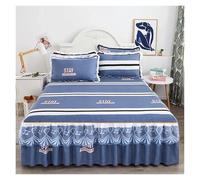 Gonna per Letto Matrimoniale Juego de Cama Estampado con Adornos Encaje, Falda, Funda Almohada, Funda colchón Antideslizante, algodón y cómodo, 1 ud(Color 4,1PC 150cmx200cm)