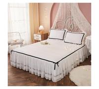 Gonna per Letto Matrimoniale Sábana de Cama 3 uds., Falda Encaje, Colcha Doble Ajustada elástica con Fundas Almohada, Funda colchón, Juego, tamaño King(A,150x200cm)