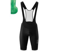 Gonso Sitivo Bib, Culotte corto con tirantes para hombre, Con badana Sitivo Comfort, Elástico de pierna de silicona de alta elasticidad y antideslizante, Ajuste ceñido, Negro/Verde, L