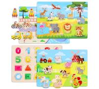 Gontence 4 Piezas Puzzle Madera - Juguetes Niños 2 3 Años - Juguetes Montessori 1 Años - Juegos Educativos niños 2 3 años