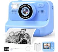 Gontence Camara Fotos Infantil, 2,4" Selfie Camara Fotos Infantil Instantanea con Tarjeta de 32G y Papel de Impresión, Juguetes Regalo niña niño 3 a 12 años (Azul)