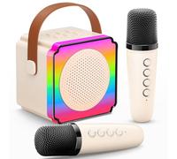 Gontence Karaoke con 2 Micrófonos Inalámbrico Infantil, Regalo Juguetes para Niñas y Niños 3-15 Años, Micrófono Karaoke con Luces LED y Efectos de Voz, Regalo Juguetes para Niñas 3-12 Años