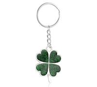 GONZTEL 1 pieza de llavero como amuleto de la suerte, trébol de cuatro hojas, llaveros para parejas, regalo cálido para el hogar y novio, regalo para pareja (Verde)