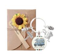 GONZTEL 1 pieza Llavero Camper, Accesorios Caravana, Regalos para Viajeros, Charm de Camping, rulot, Llavero remolque viaje, Metálico