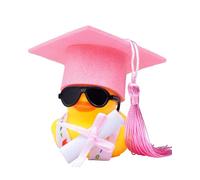 GONZTEL 1 Pieza Patito de Graduación Rosa con Birrete y Diploma, Regalo Original para Recién Graduados, Amuleto de la Suerte & Decoración Fiesta Fin de Curso