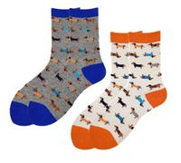 GONZTEL 2 Calcetines Divertidos de Perro Salchicha Regalo para Dueños de Perros con Frase Original Regalo de Cumpleaños para Mujeres Hombres Amantes de los Teckel (Talla 35-42)