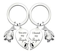 GONZTEL 2 piezas Llavero Pareja, Llavero de Corazón de Pingüino, Regalos para San Valentín, Regalos Aniversario para Novio Novia Esposo Esposa Cumpleaños