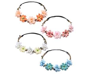 GONZTEL 4 Piezas Diademas de Flores y Coronas Florales Ajustables para Mujer y Niña, Ideales para Bodas, Festivales, Fiestas, Carnaval, Estilo Boho