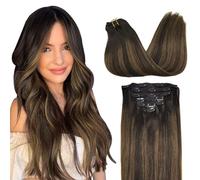 GOO GOO Extensiones Adhesivas Pelo Natural, 35cm 120g 7pcs, 2/6/2 Marrón Oscuro Mezcla de Castaño, Extensiones de cabello humano Natural auténtico