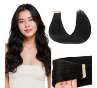 GOO GOO Extensiones Adhesivas Pelo Natural, 35cm 20pcs 50g Negro Natural Extensiones Adhesivas de cabello, Remy Cinta en Extensiones de cabello, Extensiones de cabello humano Natural auténtico