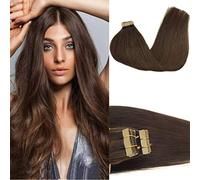 GOO GOO Extensiones Adhesivas Pelo Natural, 40cm 20pcs 50g Castaño Chocolate Extensiones de cabello, Remy Extensiones de Cabello Natural Humano Auténtico