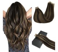 GOO GOO Extensiones Adhesivas Pelo Natural, 40cm 20pzs 50g Marrón Oscuro a Castaño Extensiones de Cabello Invisible, Remy Extensiones Pelo Natural Humano Auténtico Suave y Sedoso