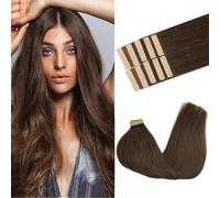 GOO GOO Extensiones Adhesivas Pelo Natural, 45cm 10pcs 25g Castaño Chocolate Extensiones de cabello, Remy Cinta en Extensiones de cabello, Remy Extensiones de Cabello Natural Humano Auténtico