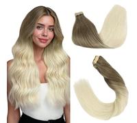GOO GOO Extensiones Adhesivas Pelo Natural, 45cm 20pcs 50g Marrón Ceniza a Rubio Platino Extensiones de cabello, Remy Extensiones de Cabello Natural Humano Auténtico
