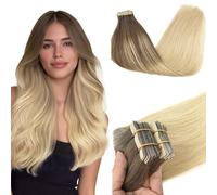 GOO GOO Extensiones Adhesivas Pelo Natural, 45cm 20pcs 50g Marrón Chocolate a Rubio Sucio Extensiones de cabello, Remy Extensiones de Cabello Natural Humano Auténtico