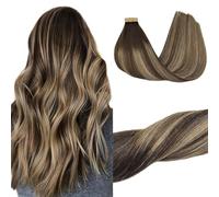 GOO GOO Extensiones Adhesivas Pelo Natural, 45cm 20pzs 50g Balayage Marrón Chocolate a Rubio Miel, Extensiones Pelo Natural Suave y Sedoso Pelo Humano Auténtico Remy Extensiones de Cabello Invisible