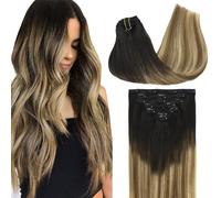 GOO GOO Extensiones Adhesivas Pelo Natural, 46cm 120g 7pcs, 2/6/18 Marrón Oscuro a Castaño y Rubio Sucio Resaltado, Extensiones de cabello humano Natural auténtico