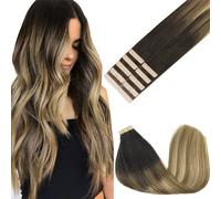 GOO GOO Extensiones Adhesivas Pelo Natural, 55cm 10pcs 30g Marrón Oscuro a Castaño y Rubio Sucio Resaltado Extensiones de cabello, Remy Extensiones de Cabello Natural Humano Auténtico