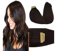 GOO GOO Extensiones Adhesivas Pelo Natural, 55cm 20pzs 50g Marrón Oscuro, Extensiones Pelo Natural Invisible Suave y Sedoso Pelo Humano Auténtico Remy