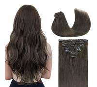 GOO GOO Extensiones Adhesivas Pelo Natural, 60cm 120g 7pcs, 1C Marrón Mocha, Extensiones de cabello humano Natural auténtico