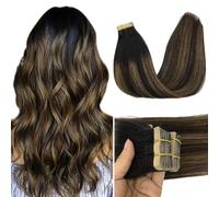 GOO GOO Extensiones Adhesivas Pelo Natural, 60cm 20pzs 50g Negro Natural Mezclado Con Marrón Castaño Extensiones de Cabello Natural, Extensiones de Pelo con Cintas Invisibles Humano Auténtico Remy