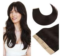 GOO GOO Extensiones de cabello con tiras adhesivas, 40cm 100g 20pcs, 2 Castaño Oscuro, Cinta adhesiva de 8 cm de ancho, cinta adhesiva transparente