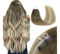 GOO GOO Extensiones Pelo Natural Queratina, 3/8/613-Micro Extensiones de Cabello Humano Natural, 35cm-50g