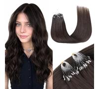 GOO GOO Extensiones Pelo Natural Queratina,Micro Loop Extensiones de Queratina, 40cm 50g 50 Hebras,Fusión Fría, Marrón Claro