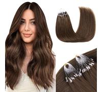 GOO GOO Extensiones Pelo Natural Queratina,Micro Loop Extensiones de Queratina, 45cm 50g 50 Hebras,Fusión Fría, Marrón Chocolate