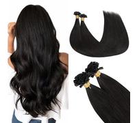 GOO GOO Extensiones Pelo Natural Queratina, U Tip Extensiones de Queratina, 35cm 50g 50 Hebras, Fusión Caliente, Negro Natural