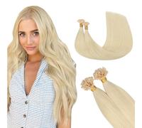 GOO GOO Extensiones Pelo Natural Queratina, U Tip Extensiones de Queratina, 40cm 50g 50 Hebras, Fusión Caliente, Platinum Blonde