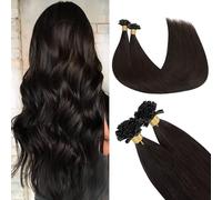 GOO GOO Extensiones Pelo Natural Queratina, U Tip Extensiones de Queratina, 50cm 50g 50 Hebras, Fusión Caliente, Marrón Oscuro