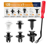 GOOACC - Juego de 120 clips de retención de parachoques de coche y sujetadores de nailon de 6 mm, 7,6 mm, 8 mm, 8,8 mm, 10 mm, clips de remache de empuje, 1 removedor de sujetadores, color negro