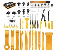 GOOACC Juego de 200 herramientas de extracción de molduras, juego de clips de retención de parachoques de empuje automático, herramienta de extracción de terminales, clips de cable adhesivos, kit de