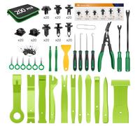 GOOACC Juego de 200 herramientas de extracción de molduras, juego de clips de retención de parachoques de empuje automático, herramienta de extracción de terminales, clips de cable adhesivos, kit de