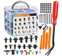 GOOACC Surtido de 725 clips de retención de empuje y sujetadores automáticos, 23 tamaños más populares, remaches de nailon para parachoques con 10 bridas de cable y removedor de sujetadores para