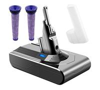 GOOALITY Batería para Dyson V8, 21,6V 4500mAh Li-Ion Compatible con Dyson V8 Serie V8 Absolute V8 Fluffy V8 Animal SV10 Batería de Repuesto para Dyson aspiradora, con 2 filtros previos