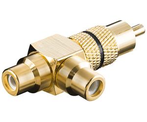Goobay 11387 cambiador de género para cable rca 2 x rca negro, oro