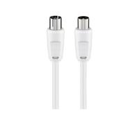 Goobay 11514 Cable de antena, conector coaxial niquelado a toma coaxial, cable coaxial apto para TV, HDTV, radio, DVB-T2, DVB-S, DVB-S2, DVB-C, apantallado doble, 70 dB, 75 Ohm, 10m, blanco