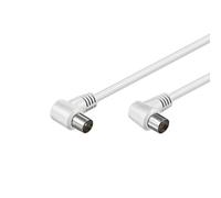 Goobay 11520 - Cable coaxial de 1.5 m/Macho y Hembra/Conector antena TV/Angulo 90 grado/Blanco