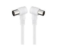 Goobay 11520 - Cable coaxial de 1.5 m/Macho y Hembra/Conector antena TV/Angulo 90 grado/Blanco