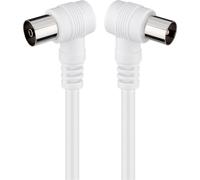 Goobay 11524 - Cable coaxial de 10 m/Macho y Hembra/Conector antena TV/Angulo 90 grado/Blanco