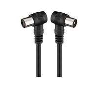 Goobay 11525 - Cable coaxial de 1.5 m/Macho y Hembra/Conector Antena TV/Angulo 90 Grado/Negro